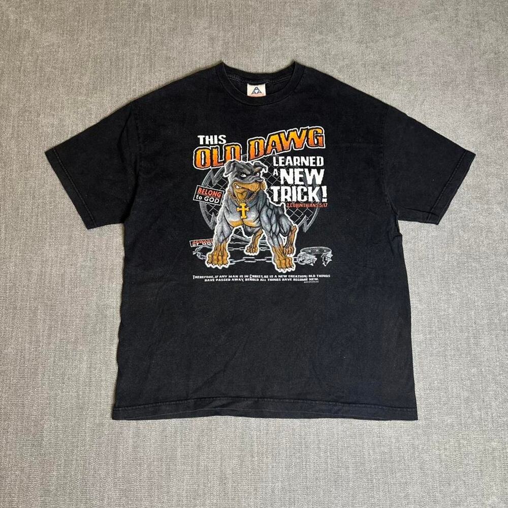 Vintage 2000s Kerusso Dog Jesus Faded Black T-shirt